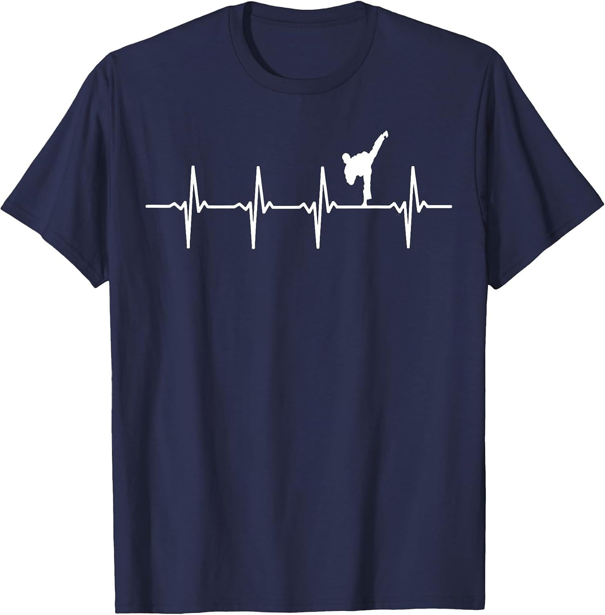 Karate & Taekwondo Heartbeat - Black Belt Karateka T-Shirt - Navy Blue
