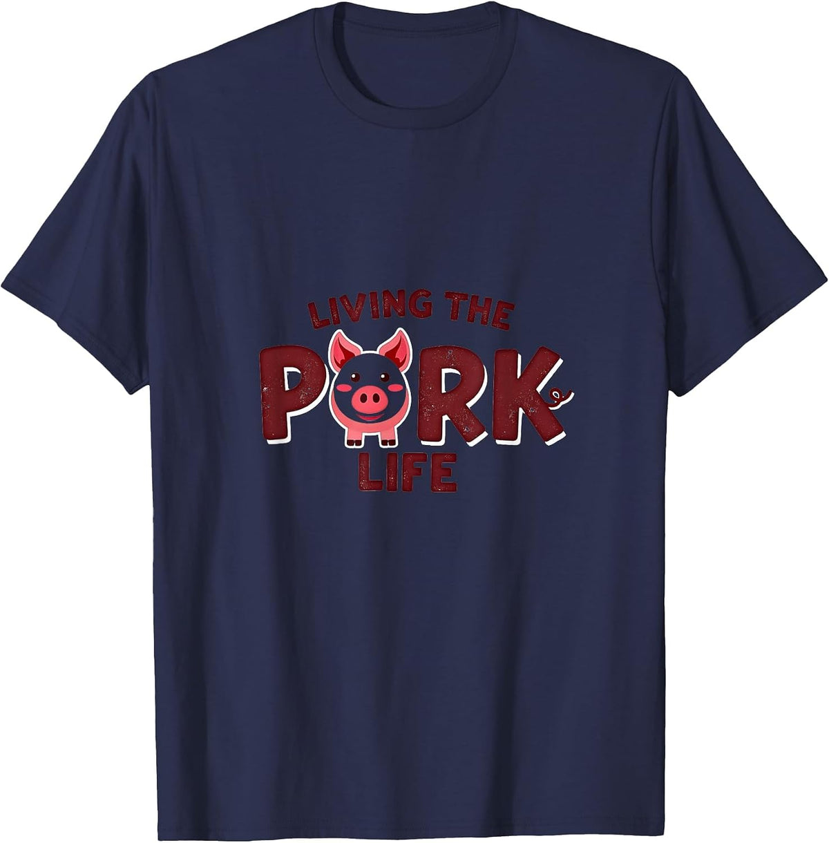 John Pork Living Kunekune Pig Life Cute Pig Lover Funny Humor T-Shirt - Navy Blue