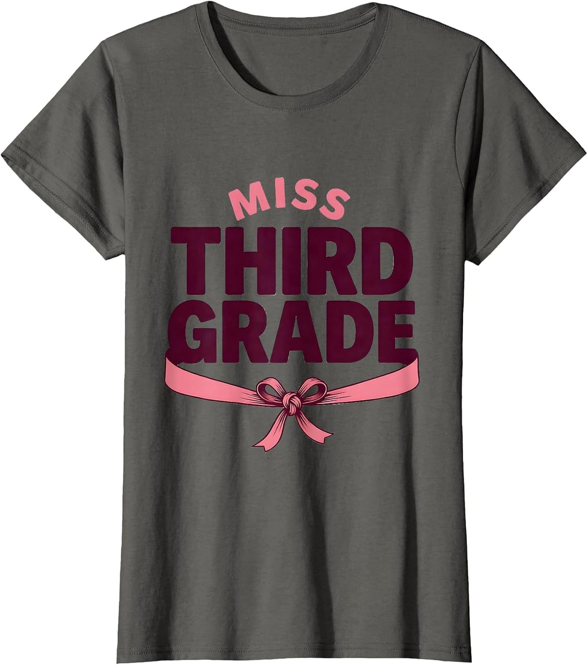 Women's Miss Third Grade Cute Coquette Back To School Girls Kids T-Shirt - Asphalt Grey