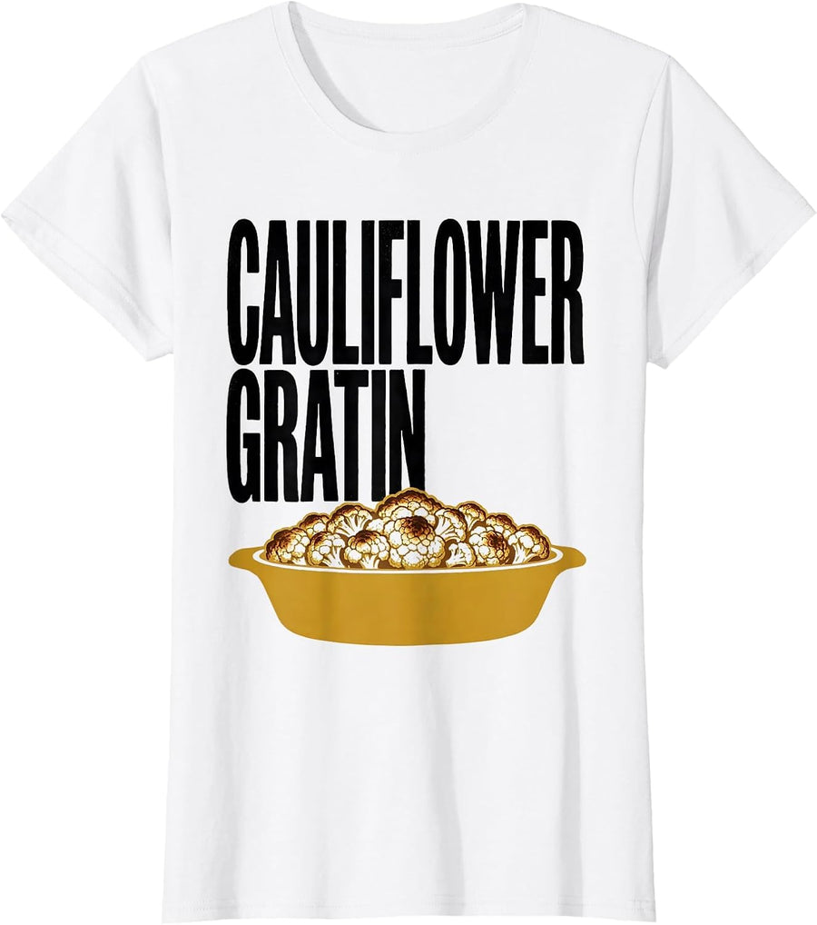 Women's Cauliflower Gratin Bootleg 90's Rap Rock Vintage Funny T-Shirt - White