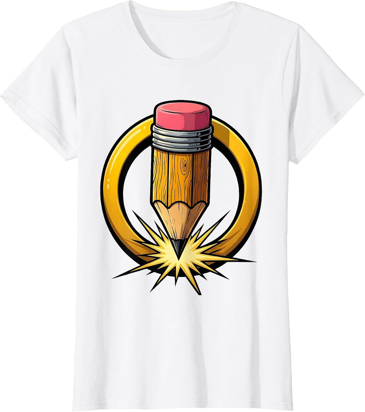 Math Teacher Acute Angle Pencil Graphic T-Shirt - White