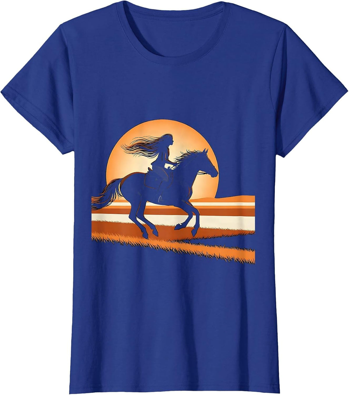 Women's Girl Galloping Bareback Through Open Meadow T-Shirt - Royal Blue