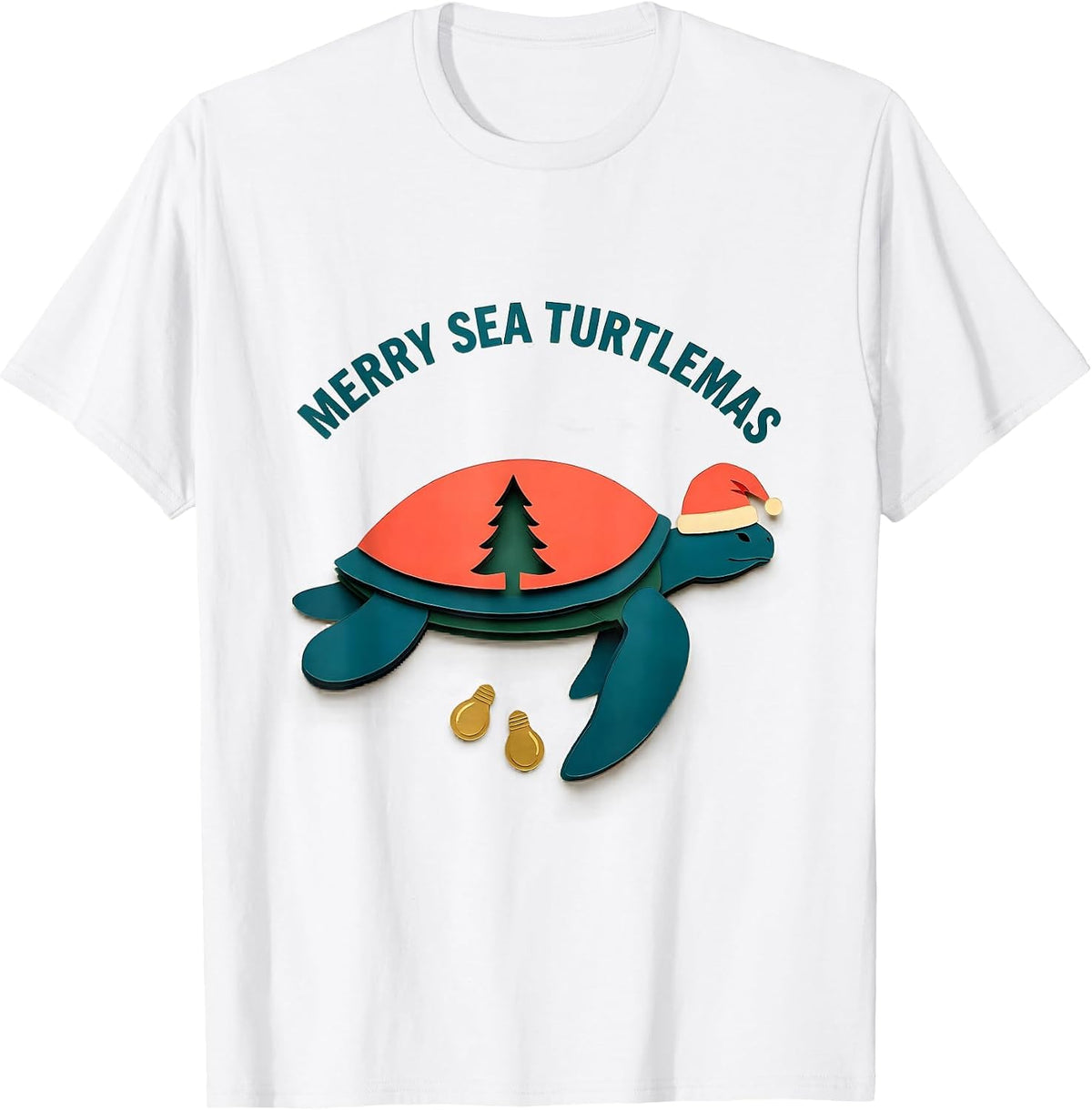 Men's Merry Sea Turtlemas Whimsical Sea Turtle Lover Christmas T-Shirt - White