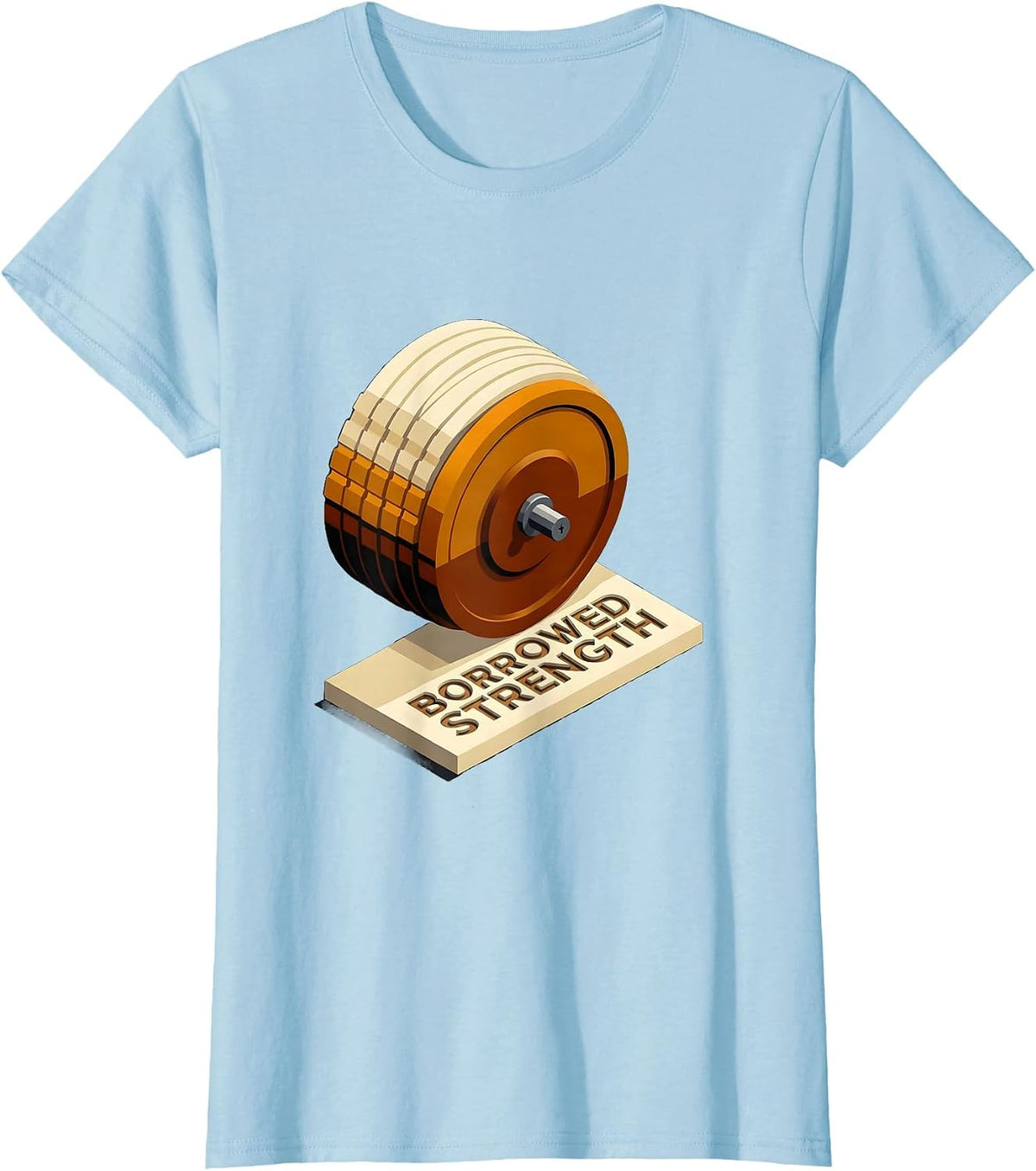 Borrowed Strength Isometric Faith Fitness Christian Gym T-Shirt - Baby Blue