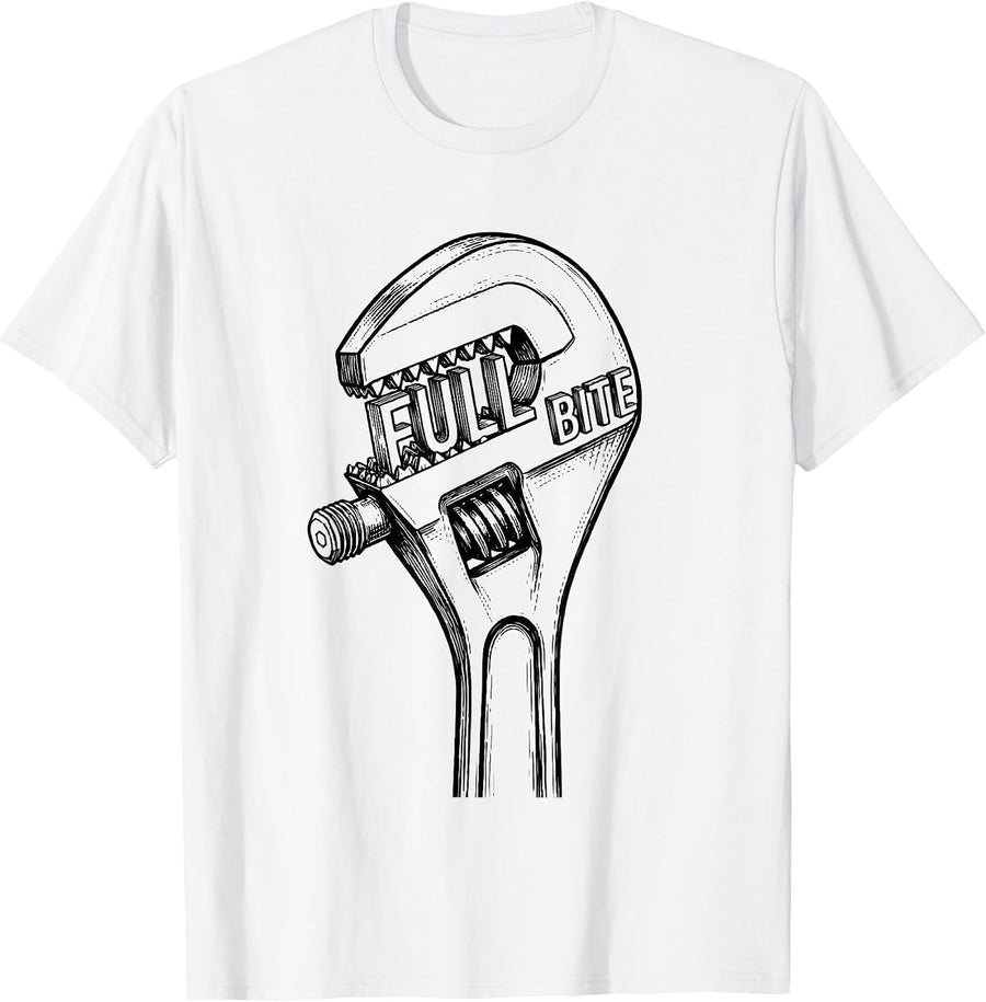 Men's Full Bite Oilfield Worker Rugged Occupational Pride Tough T-Shirt - White