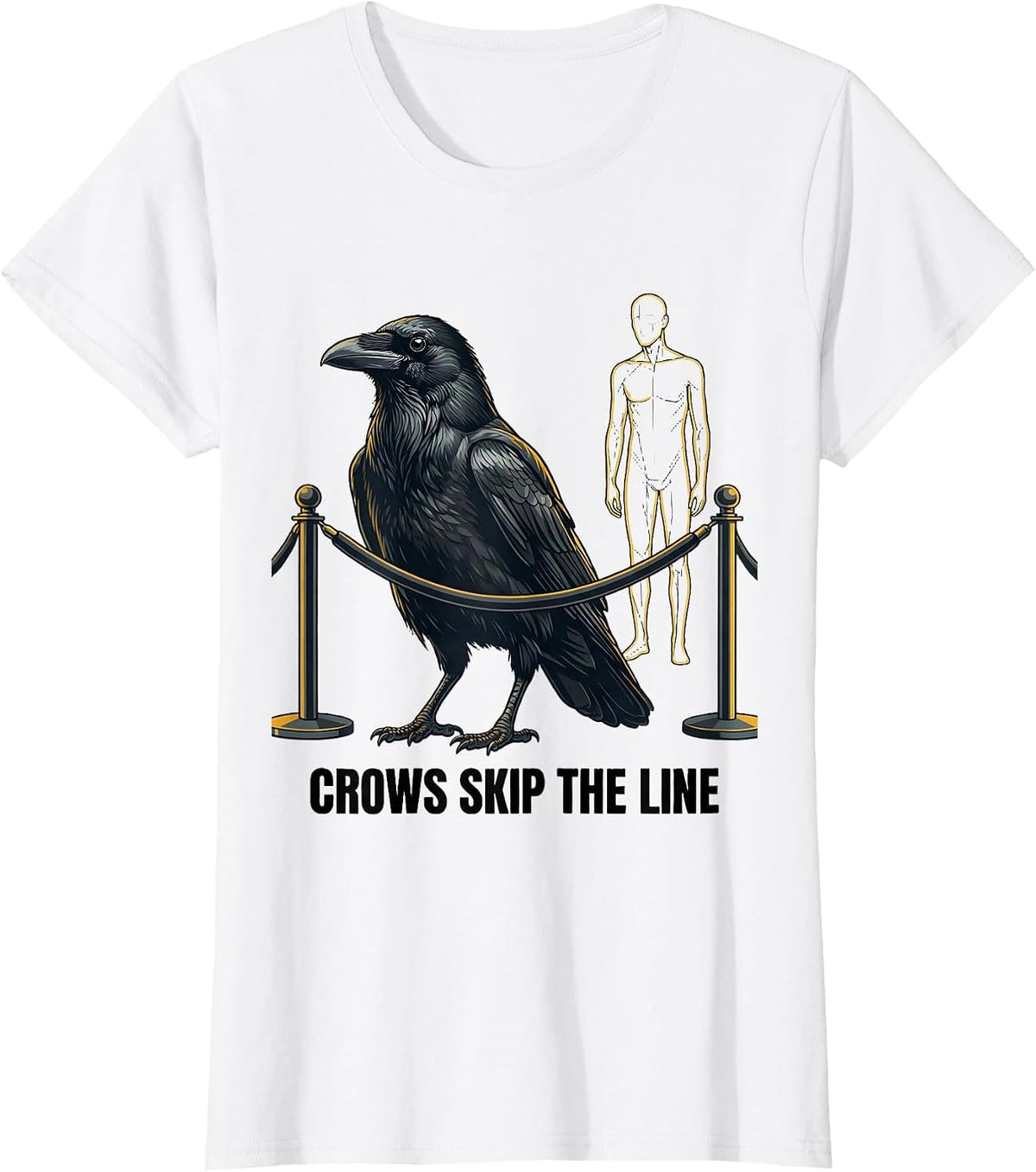 Crows Skip The Line Funny Crow Lover Dark Humor Gothic T-Shirt - White