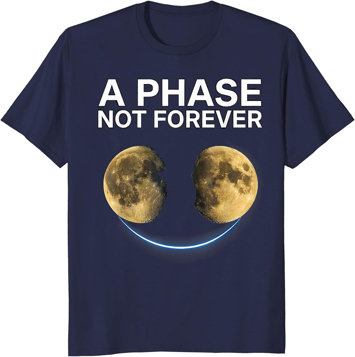 Men's A Phase Not Forever Cosmic Moon Phases Astronomy T-Shirt - Navy Blue