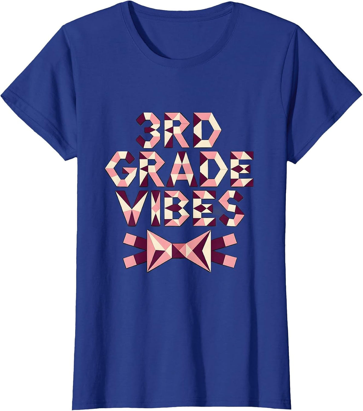 Women's 3rd Grade Vibes Coquette Bow Back to School Girls T-Shirt - Royal Blue