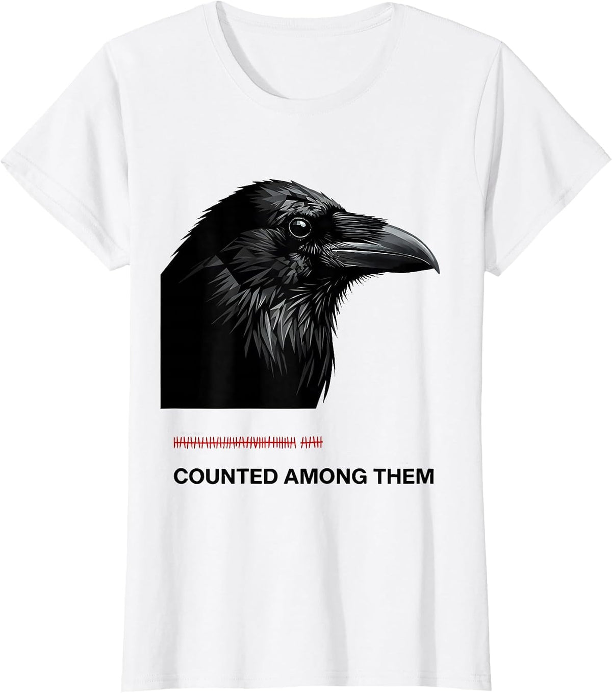 Women's Counted Among Them Crow Silhouette Bird Lover Humor T-Shirt - White
