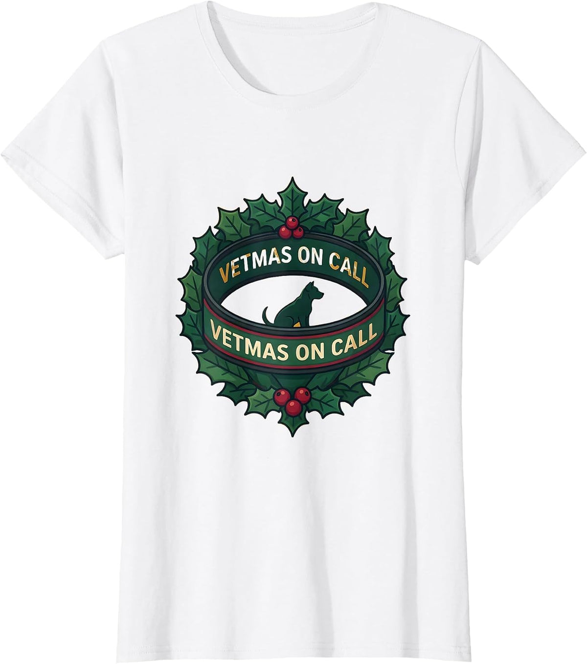 Vetmas On Call Funny Vet Tech Christmas Veterinary Clinic T-Shirt - White