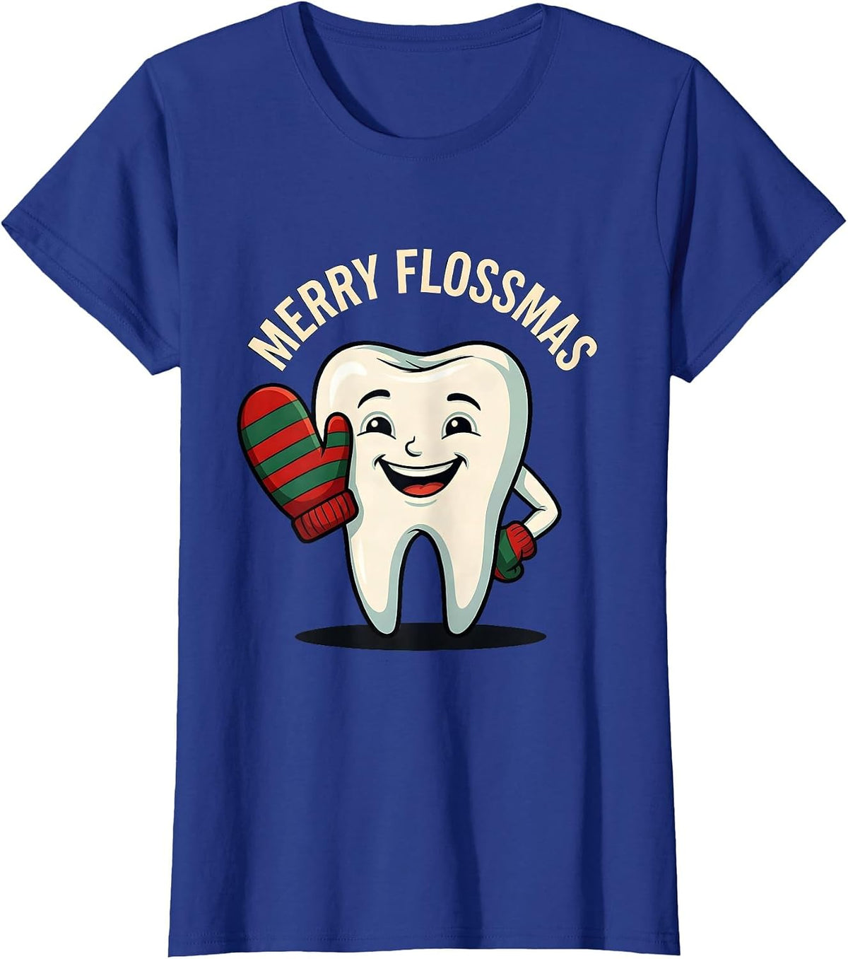 Women's Merry Flossmas Funny Dental Christmas Dentist Dental T-Shirt - Royal Blue