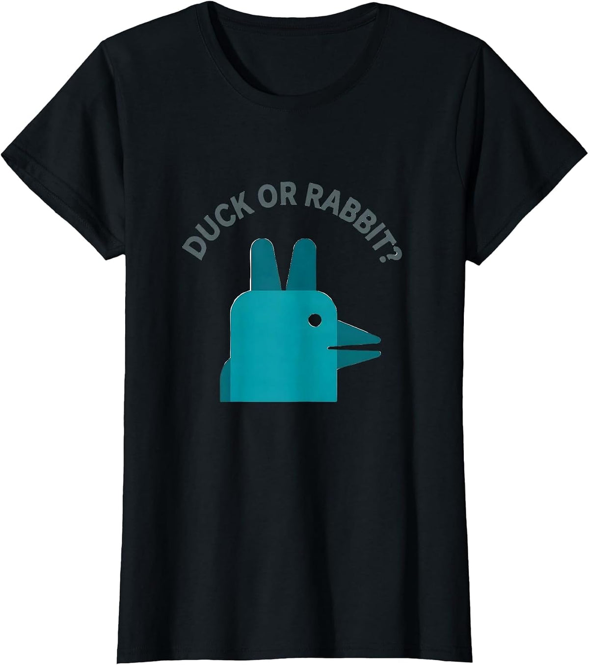 Women's Duck Or Rabbit? Funny Philosophy Optical Illusion Animal T-Shirt - Black