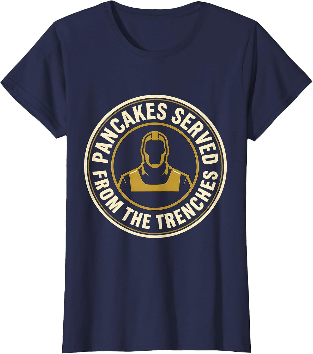 Women's Pancakes Served From The Trenches Funny Football Lineman T-Shirt - Navy Blue