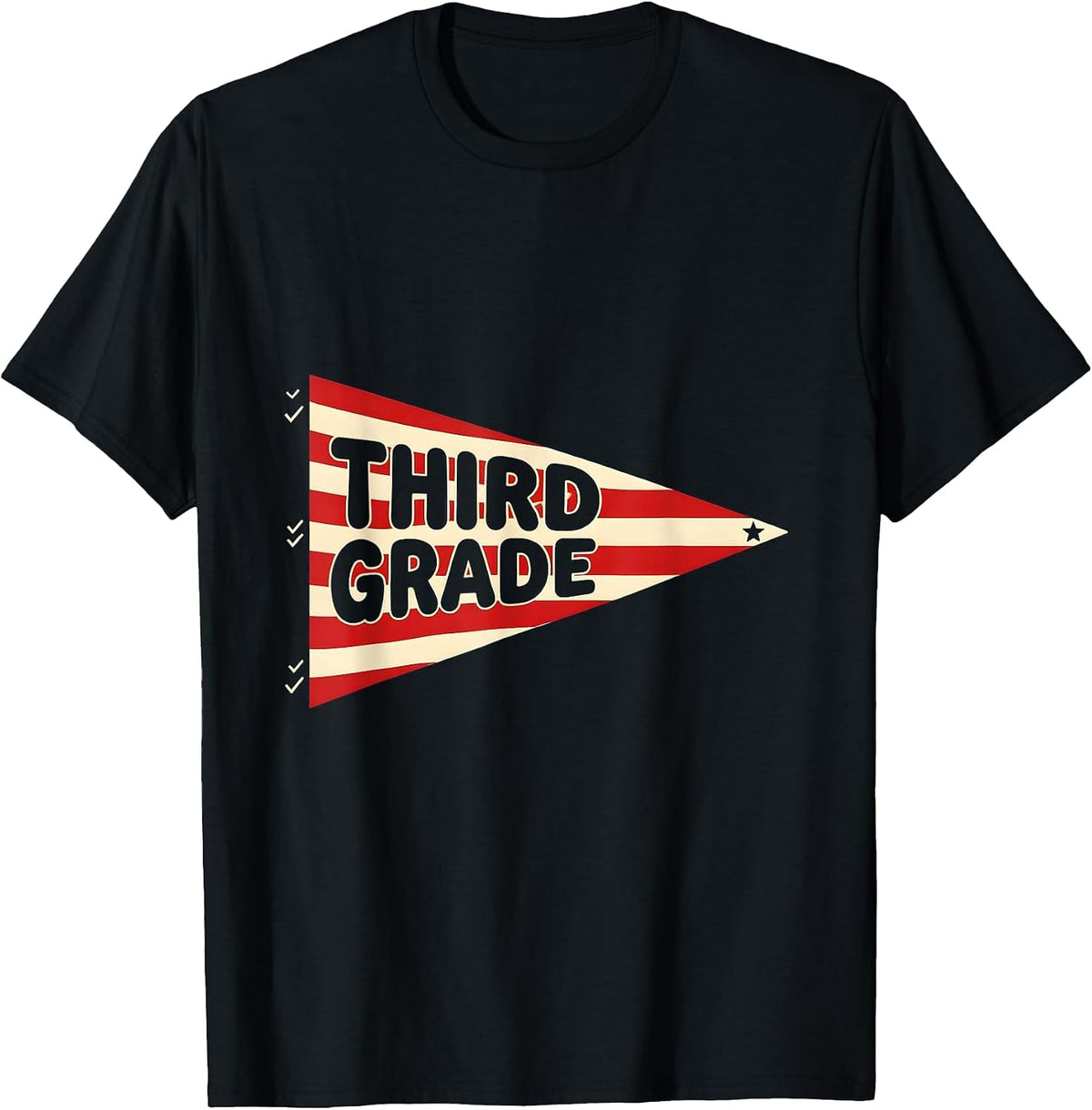 Men's Third Grade Pennant Flag Back to School Third Grade T-Shirt - Black