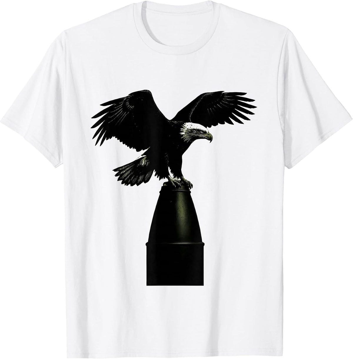 Men's Bald Eagle on Artillery Shell Military Graphic T-Shirt - White