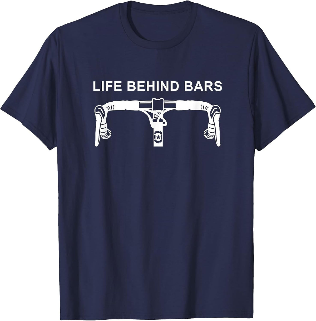 Life Behind Bars T-Shirt Funny Cycling Biking Tee T-Shirt - Navy Blue