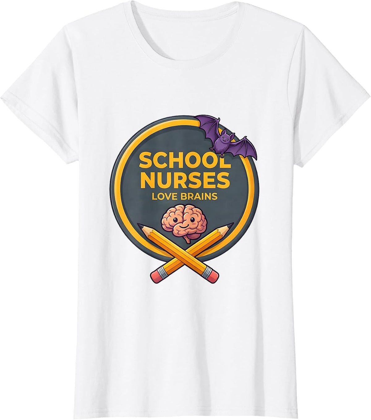 Women's School Nurses Love Brains Funny Teacher Halloween Costume T-Shirt - White