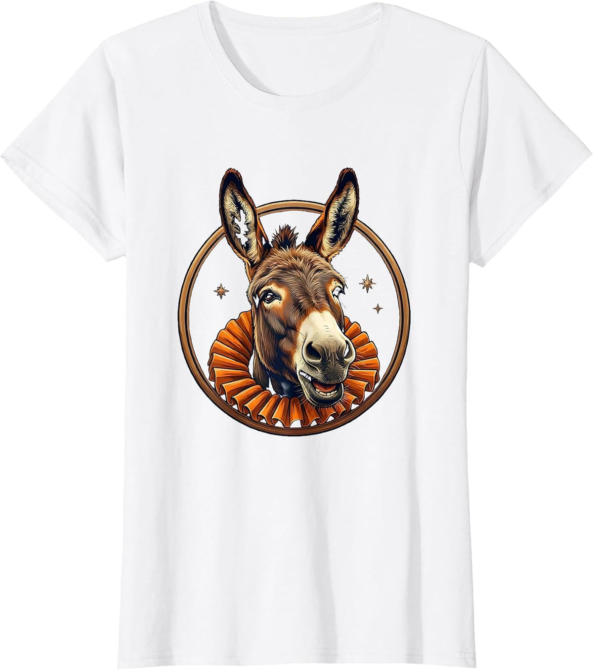 Women's Donkey Bust Badge Funny Animal Lover Novelty Humor T-Shirt - White