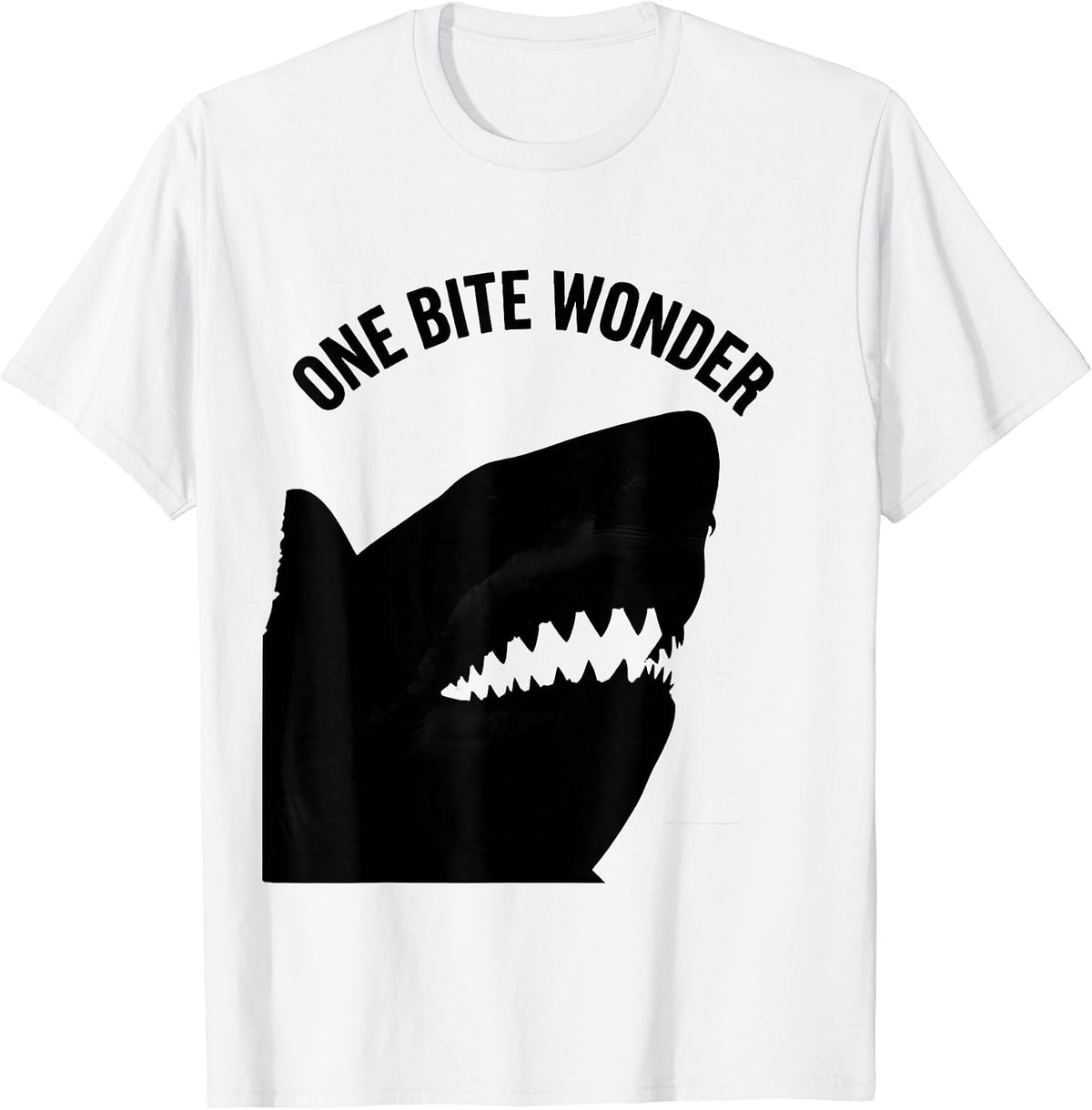 Men's One Bite Wonder Funny Shark Jaw Halloween Costume T-Shirt - White