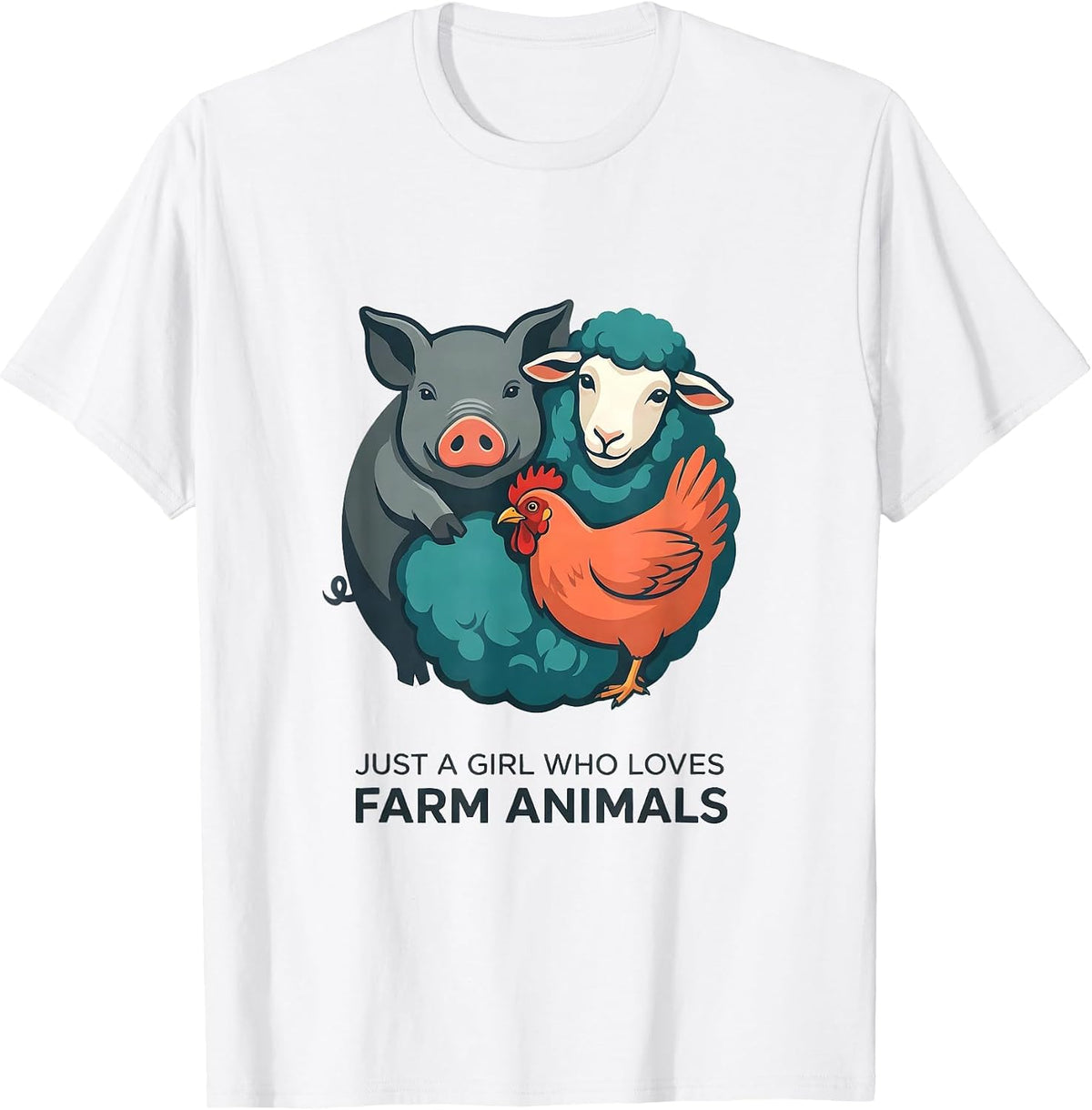 Men's Just A Girl Who Loves Farm Animals Funny Animal Lover Humor T-Shirt - White