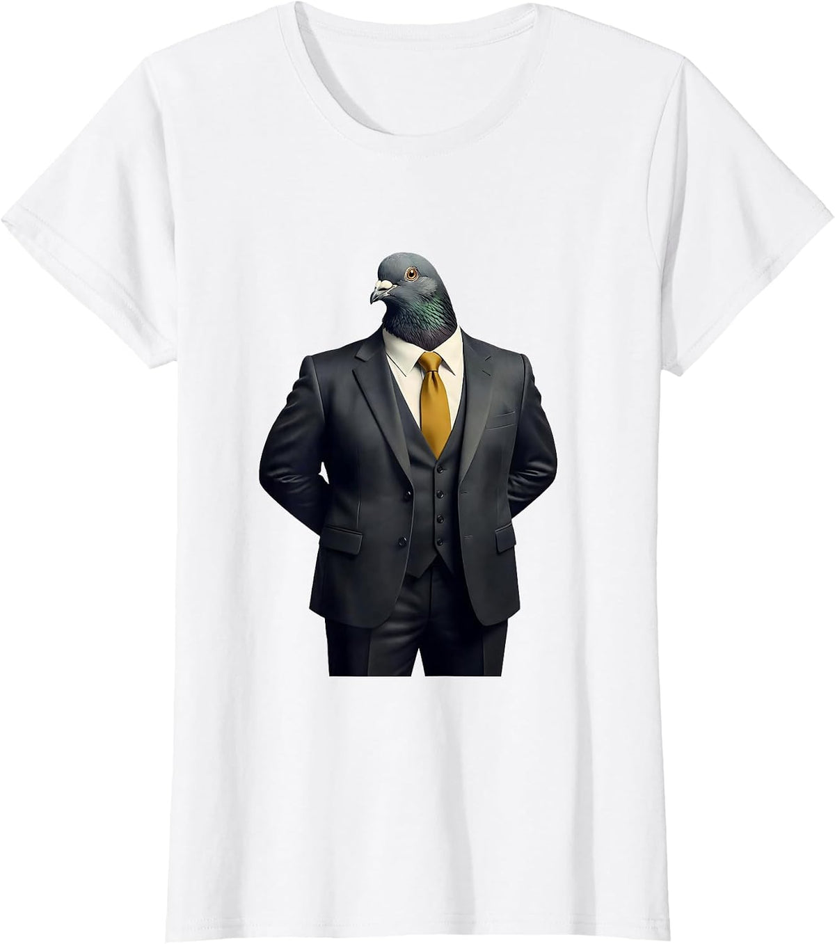 Pigeon in a Business Suit Funny Bird Design T-Shirt - White