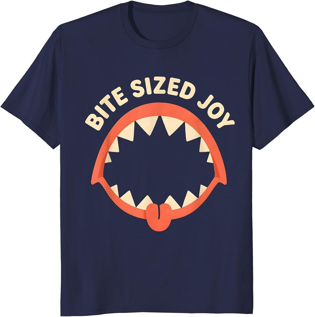 Men's Bite Sized Joy Funny Shark Lover Wildlife Ocean Animal Humor T-Shirt - Navy Blue