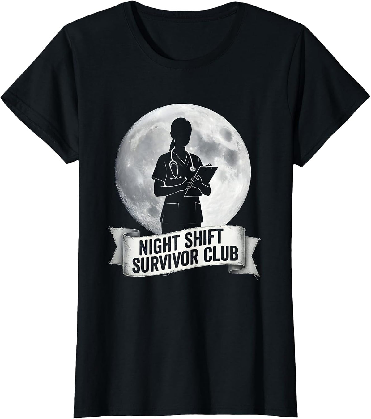 Night Shift Survivor Club Nursing Design T-Shirt - Black