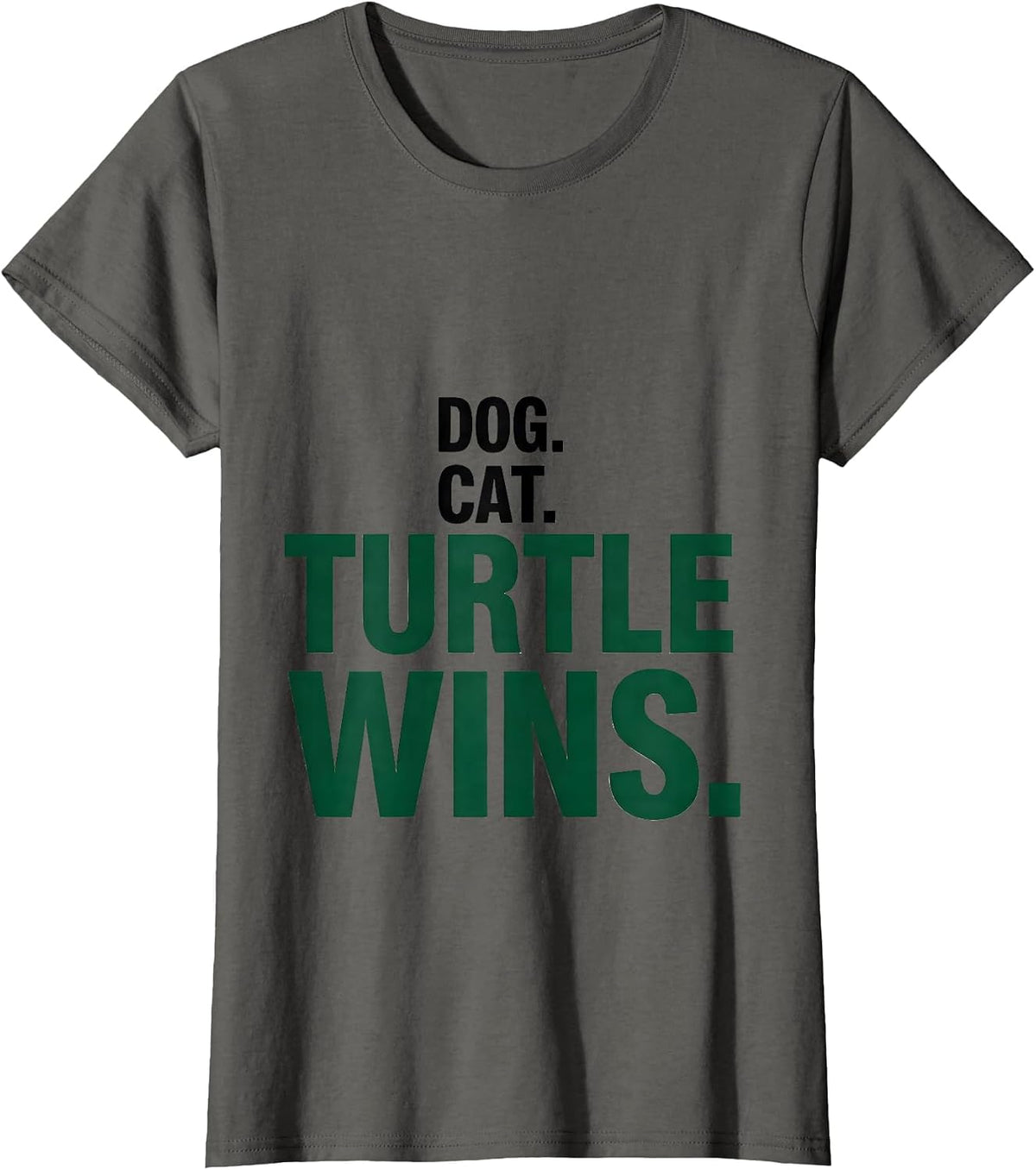 Women's Dog Cat Turtle Wins Funny Turtle Lover Reptile Enthusiast T-Shirt - Asphalt Grey