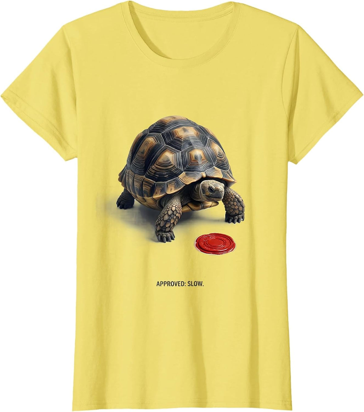 Slow Editorial Conceptual Turtle Lover Funny Novelty T-Shirt - Lemon Yellow