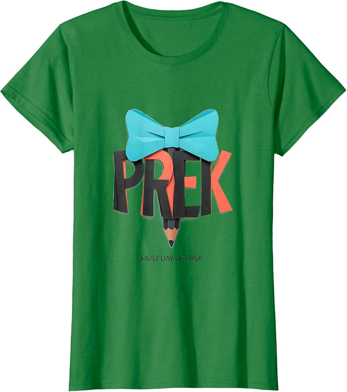 Women's First Day Of PreK Cute Girly Bow PreK Teacher Back To School T-Shirt - Kelly Green