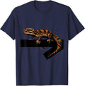 Leopard Gecko Brutalist Reptile Lover Gift T-Shirt - Navy Blue