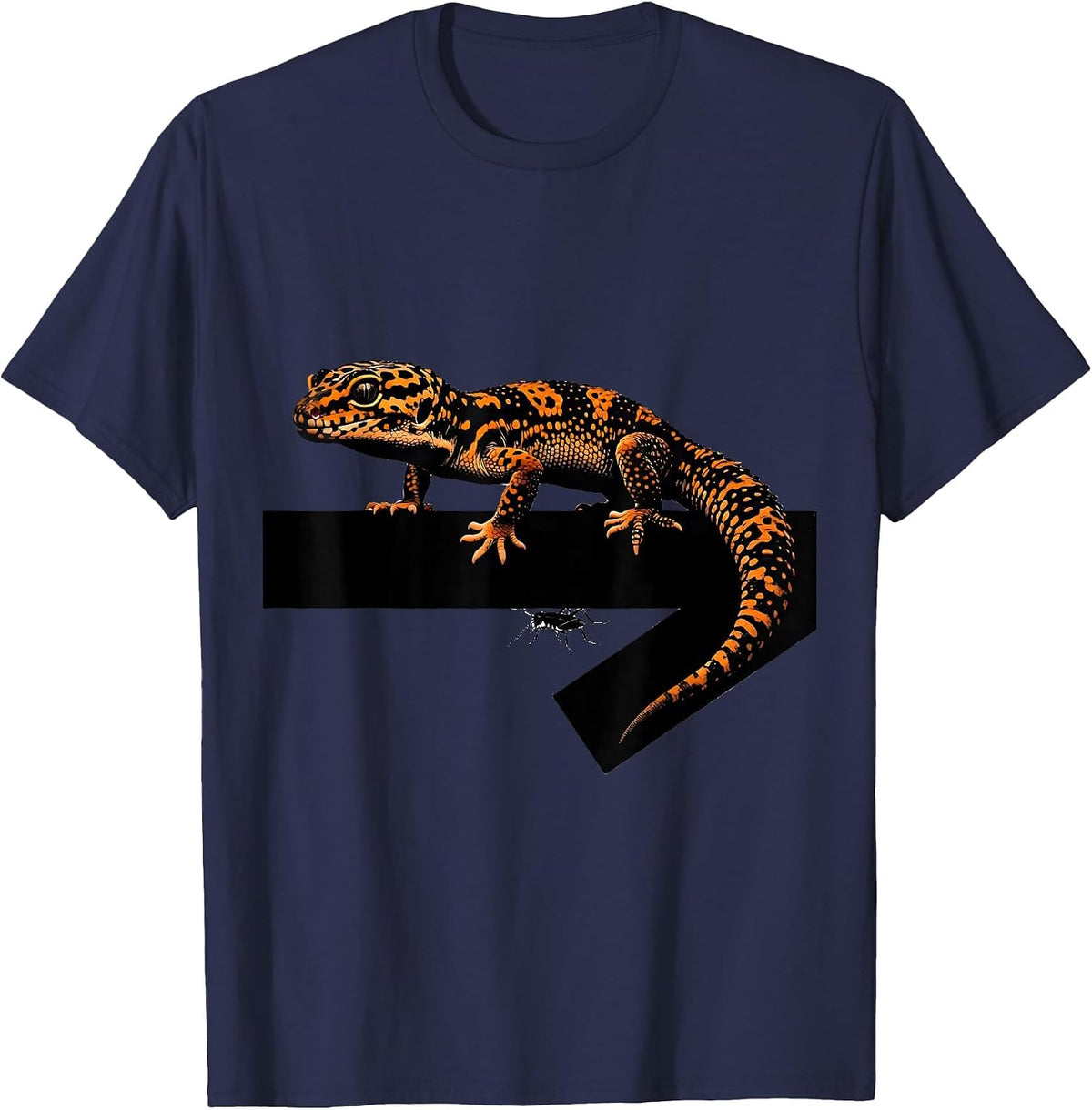 Leopard Gecko Brutalist Reptile Lover Gift T-Shirt - Navy Blue