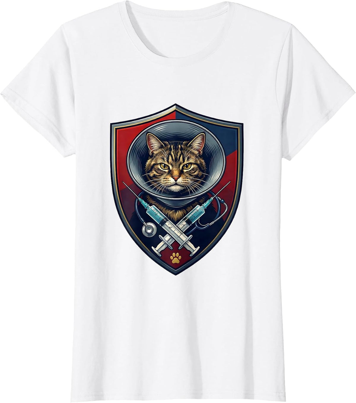 Veterinary Shield Emblem Vet Tech Humor Gift T-Shirt - White