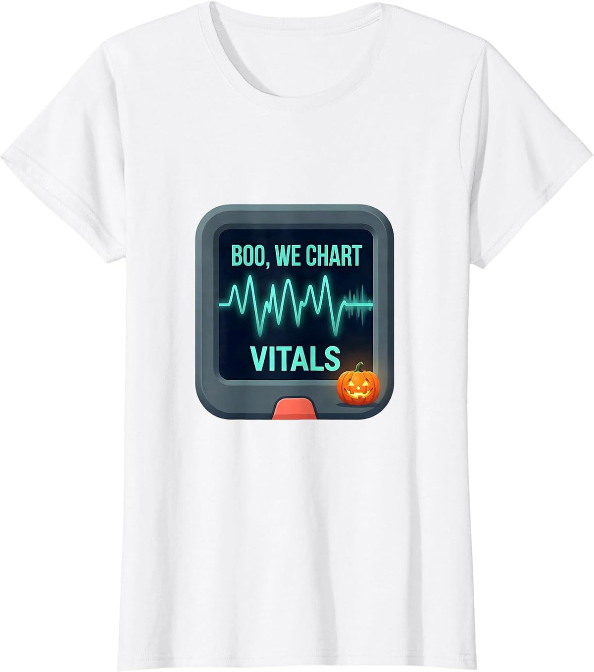 Boo We Chart Vitals Funny Vet Tech Halloween Veterinary T-Shirt - White