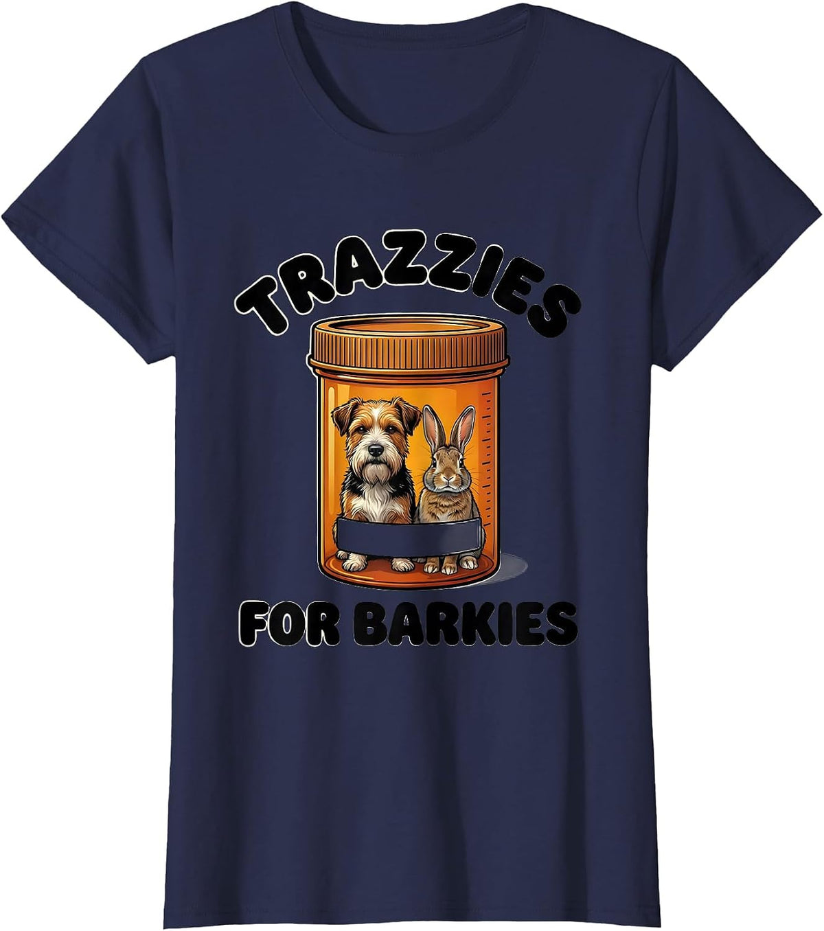 Women's Trazzies For Barkies Funny Vet Tech Veterinary Technician T-Shirt - Navy Blue