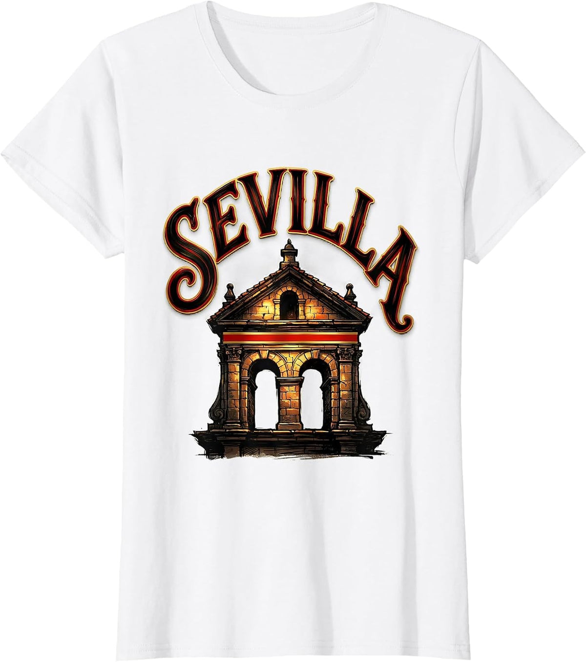 SEVILLA Spain Flag Heritage Pride Spanish Roots Souvenir T-Shirt - White