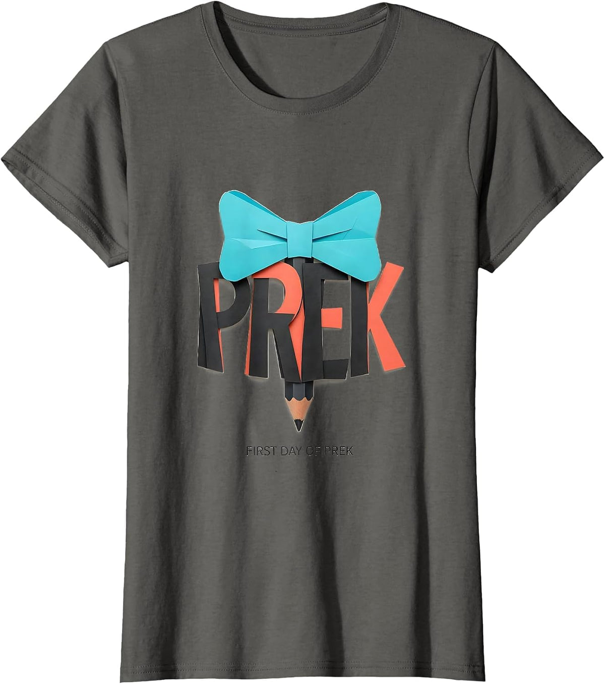 Women's First Day Of PreK Cute Girly Bow PreK Teacher Back To School T-Shirt - Asphalt Grey