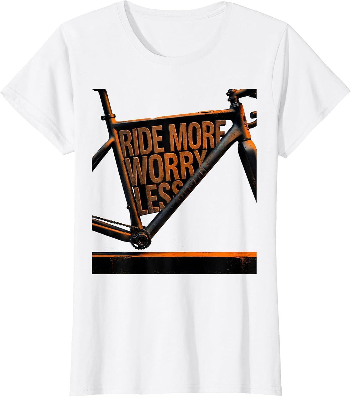 Ride More Worry Less Cycling Bike Design T-Shirt - White