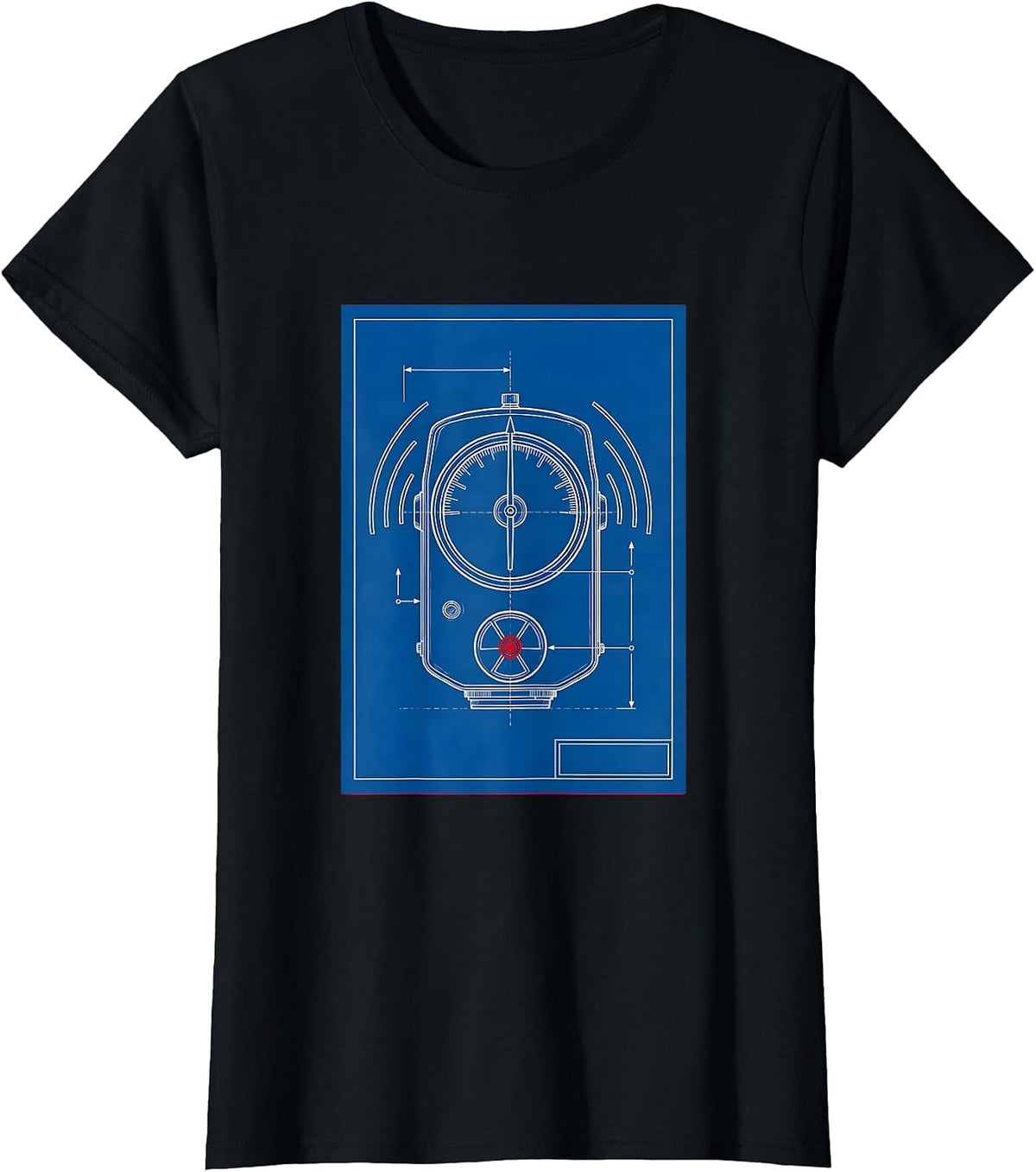 Women's Technical Survey Meter Radiation Trefoil Dark Humor Physics T-Shirt - Black