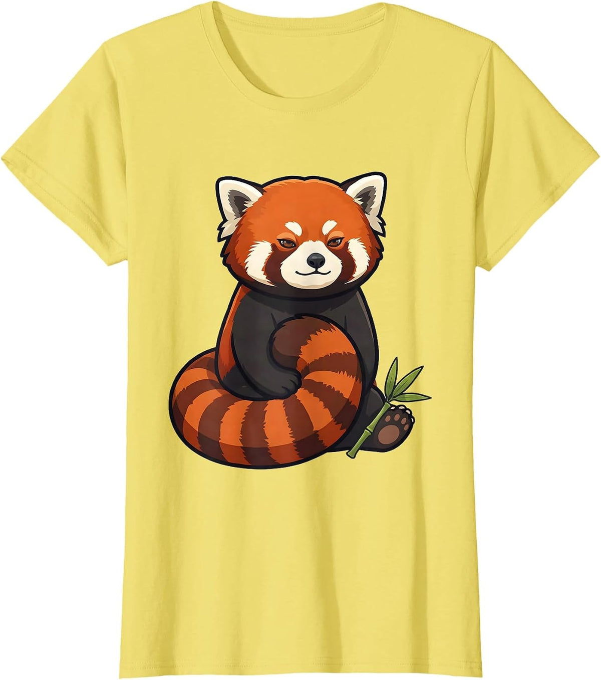 Round Kawaii Red Panda Cute Animal Lover Gift T-Shirt - Lemon Yellow