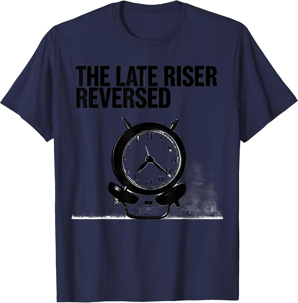 Men's The Late Riser Reversed Brutalist Tarot Card Gift Gothic T-Shirt - Navy Blue