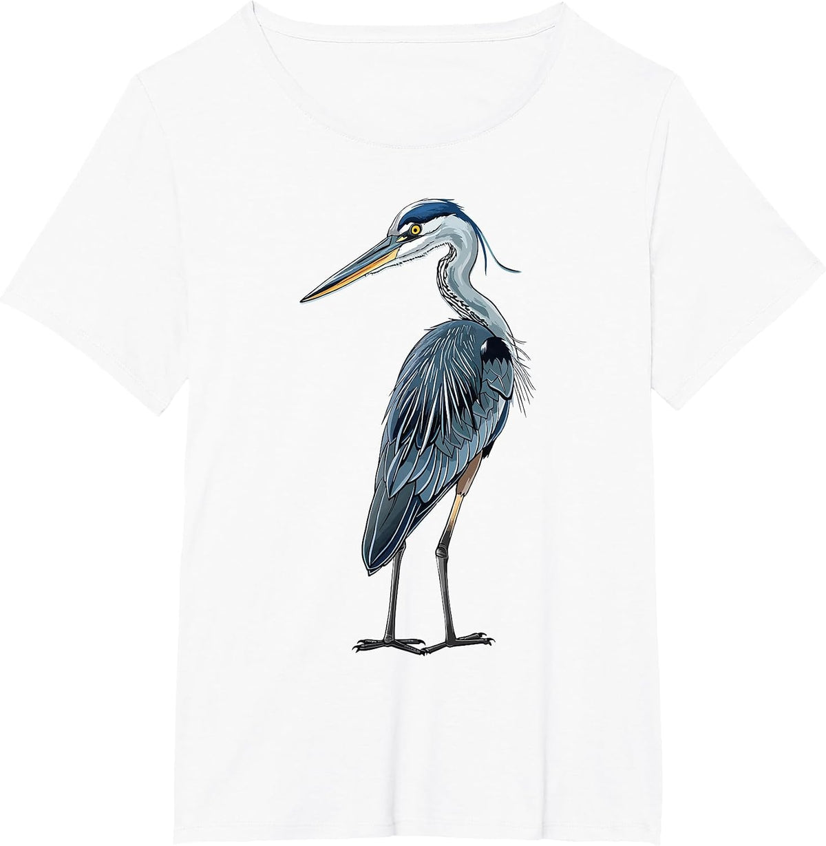 Blue Heron Bird Birding T-Shirt - White