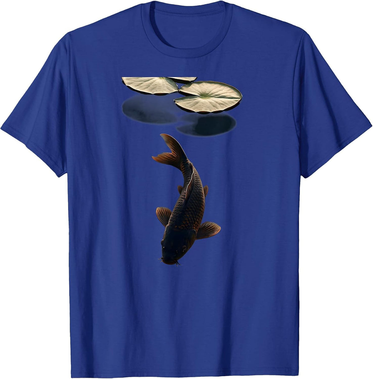Be Still Koi Fish Under Lily Pads Graphic T-Shirt - Royal Blue