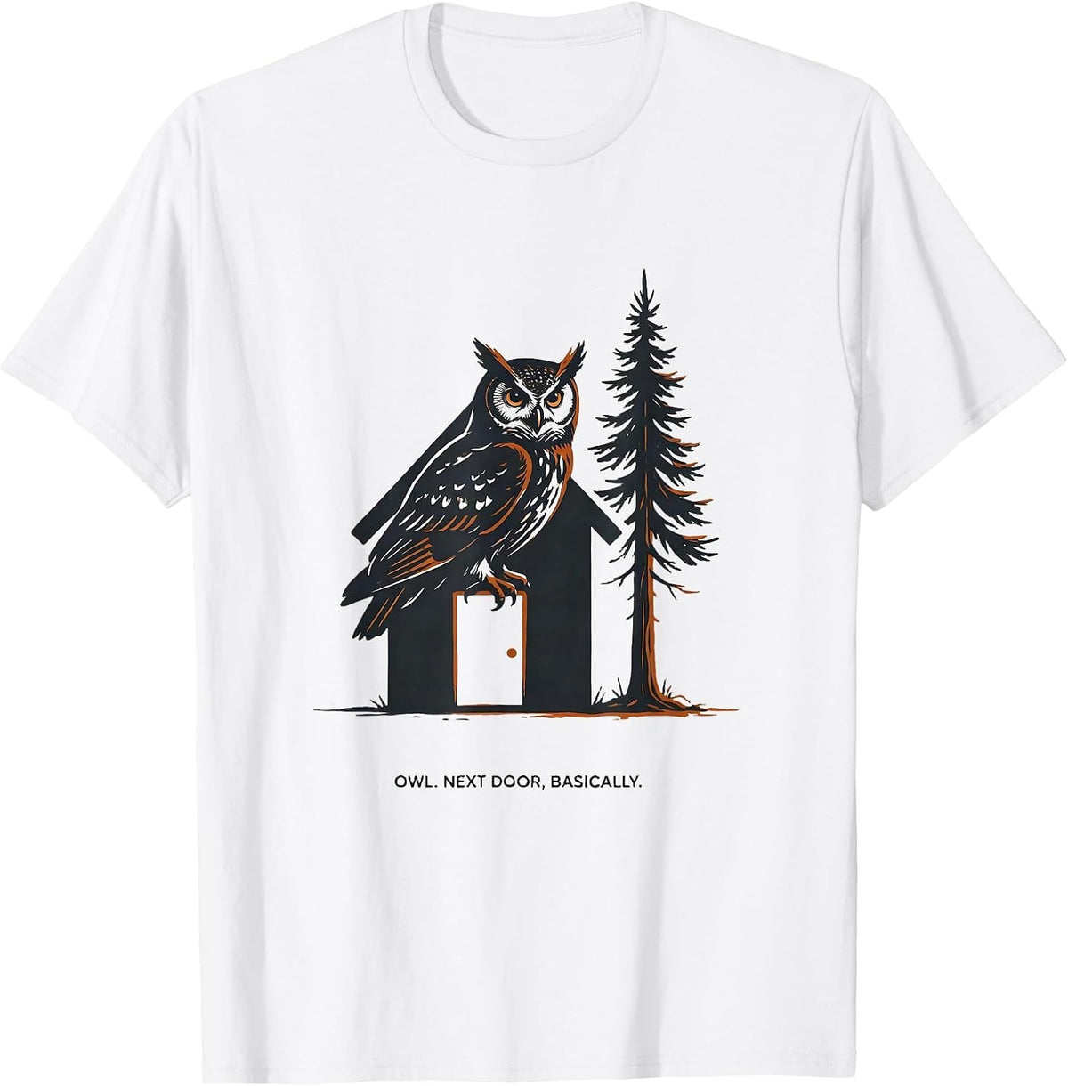 Men's Owl Next Door Basically Wholesome Nature Lover Forest T-Shirt - White