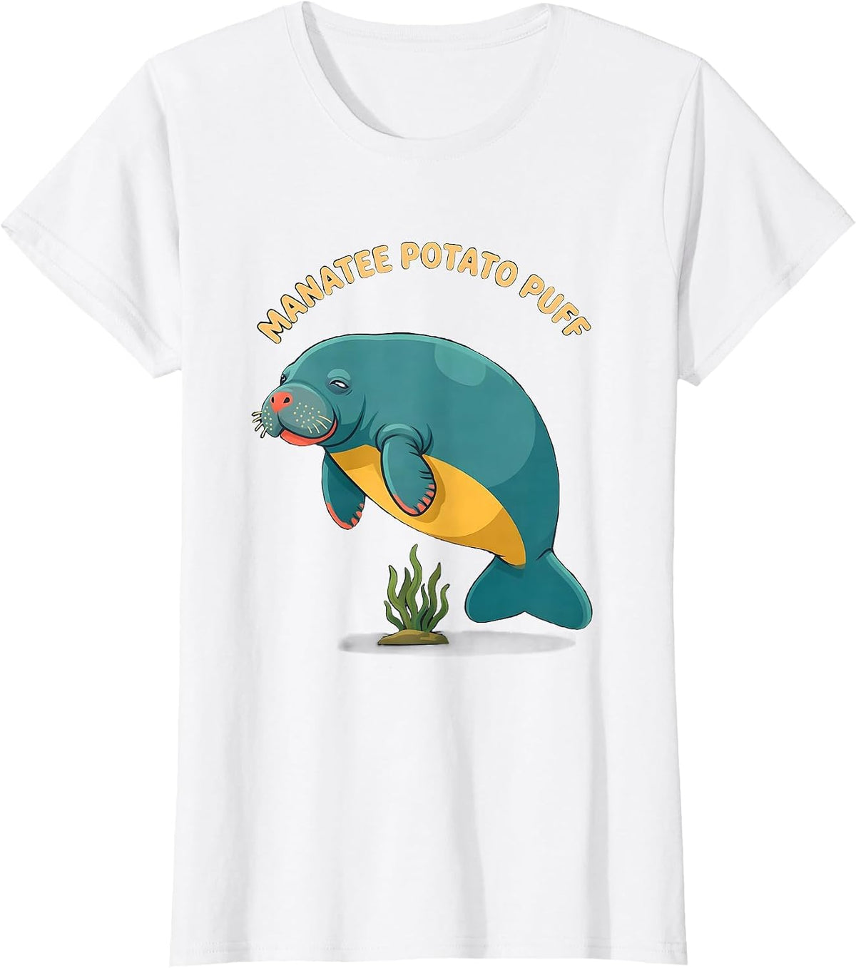 Manatee Potato Puff Funny Sea Animal Lover Humor T-Shirt - White