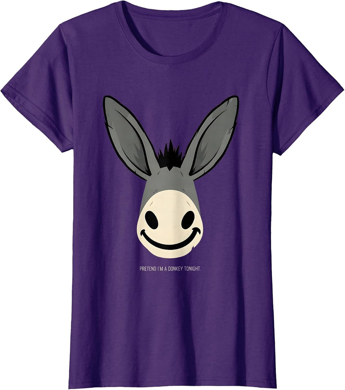 Women's Pretend I'm A Donkey Tonight Funny Donkey Costume Animal T-Shirt - Purple