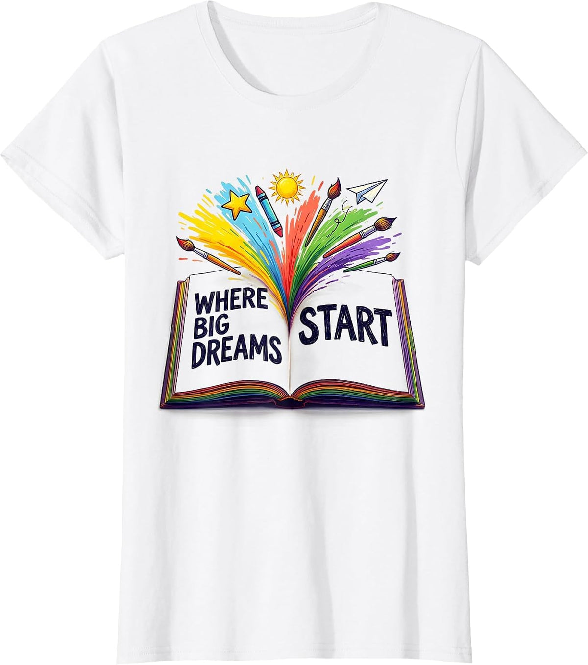 Women's Where Big Dreams Start Preschool Teacher Design T-Shirt - White