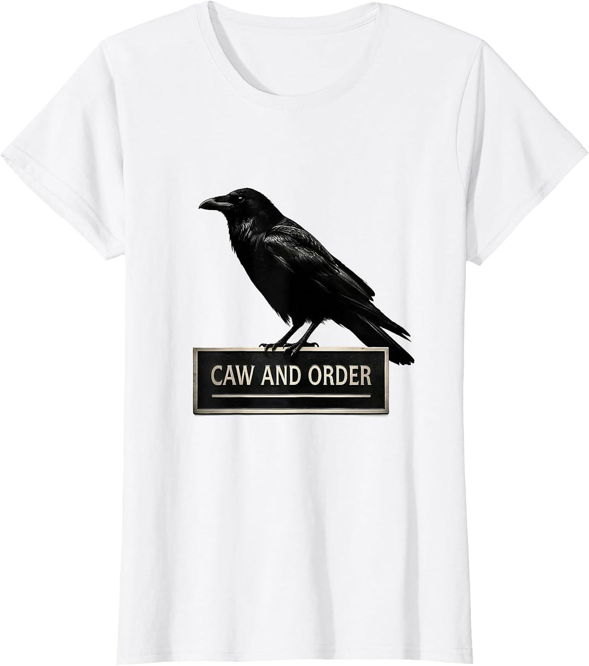 Caw And Order Minimalist Crow Murder Pun Gothic Humor T-Shirt - White