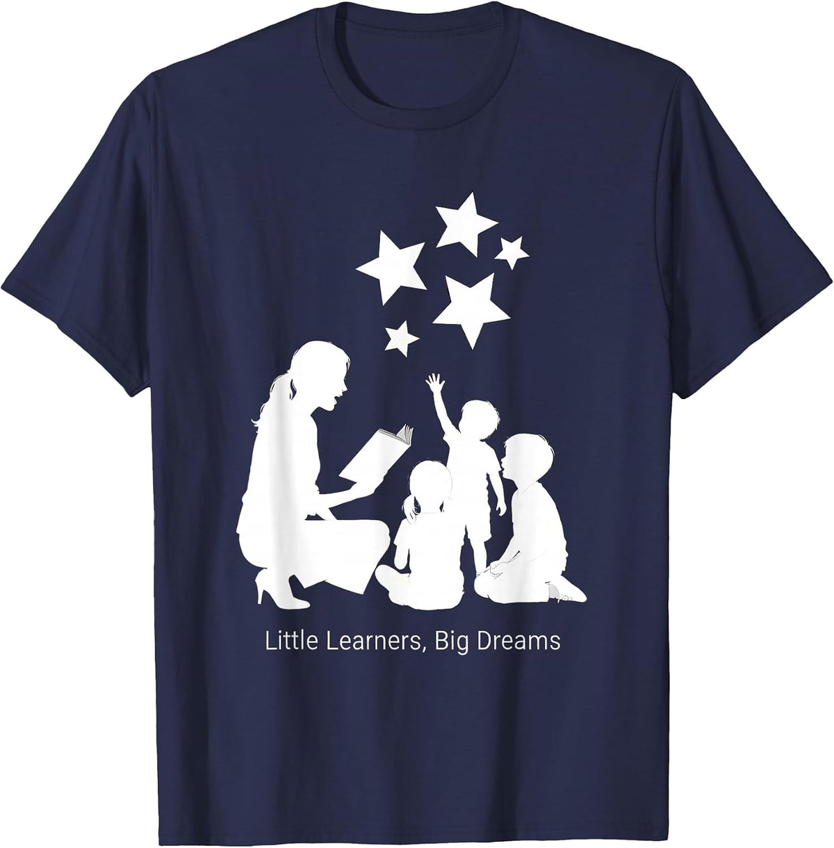 Little Learners Big Dreams Preschool Teacher Design T-Shirt - Navy Blue