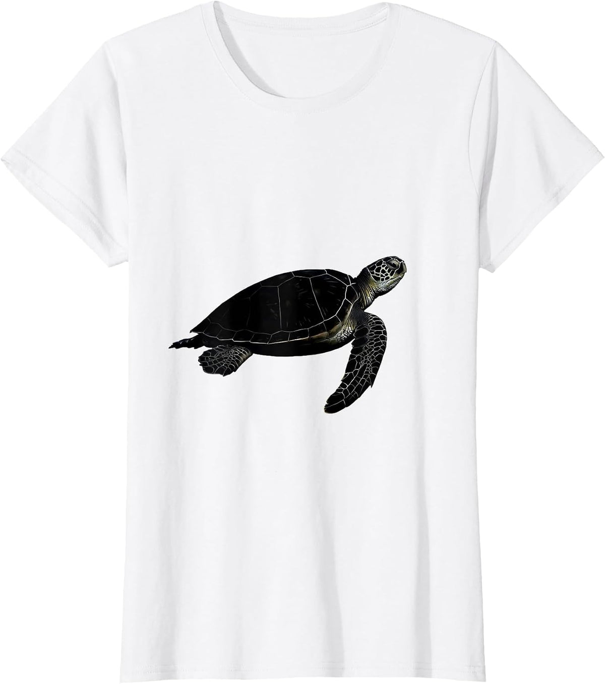 Women's Sea Turtle Silhouette Flat Novelty Ocean Animal Humor T-Shirt - White